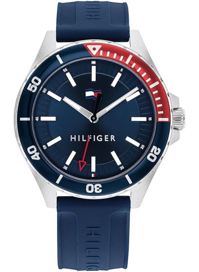TOMMY HILFIGER Tommy Hilfiger Men's Stainless Steel & Multicolor Aluminum Case and Silicone Strap Watch, Color: Blue (Model: 1792009)