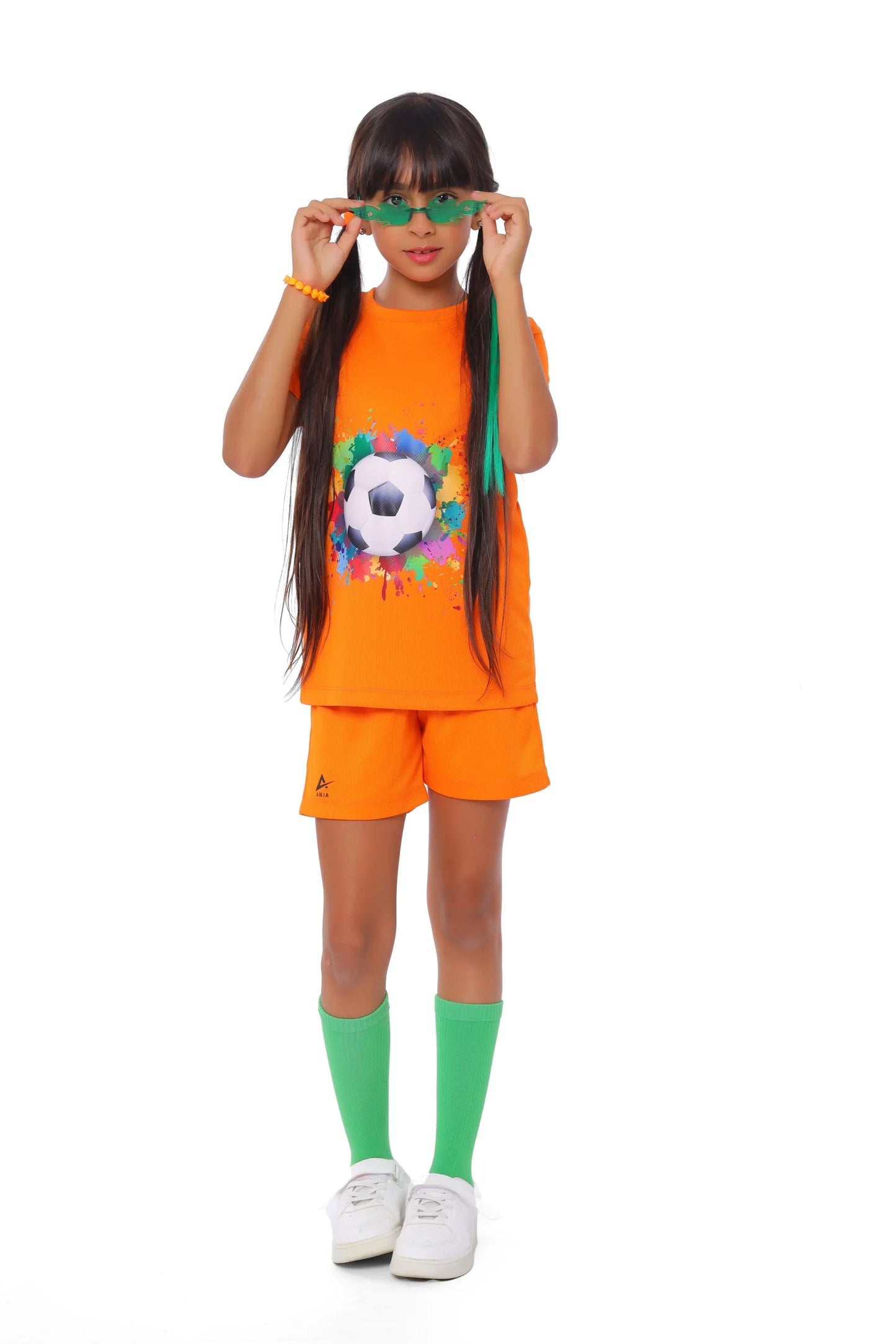 Girls’ Orange Football Kit – Breathable, Comfortable Design