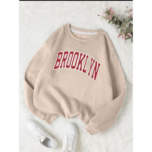 Martina Store Stylish Women Hoodie Round Neck - Beige