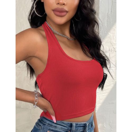 Martina Store Women's T-shirt Made Of Ribbed Cotton - Red