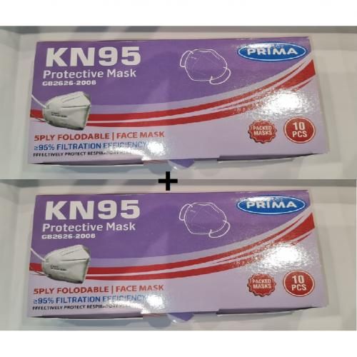 Prima Kn 95 - Protective Mask - 5 Ply Foldable Face Mask Packed Set 2 Boxes × 10 Pcs