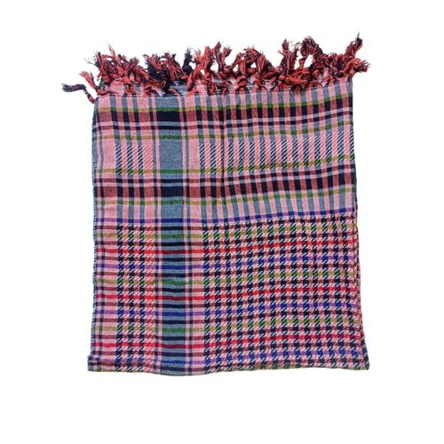 Very chic and elegant striped scarf shawl, red, yellow and navy blue