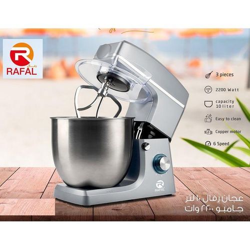 Rafal Stand Mixer ( Jumbo )10 Litre - 2200 Watt - Antibreak Lid- Silver-RA0528-S