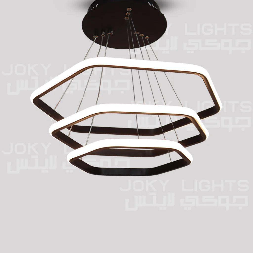 Hexagonal LED chandelier - black - (code:584)