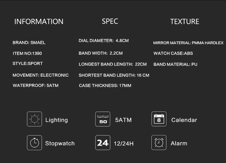 SMAEL WATCH For Men Sports Watch-S1390-BRG