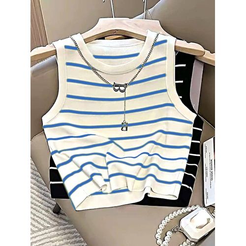 Martina Store Women's T-shirt Made Of Ribbed Cotton - Yellow & White
