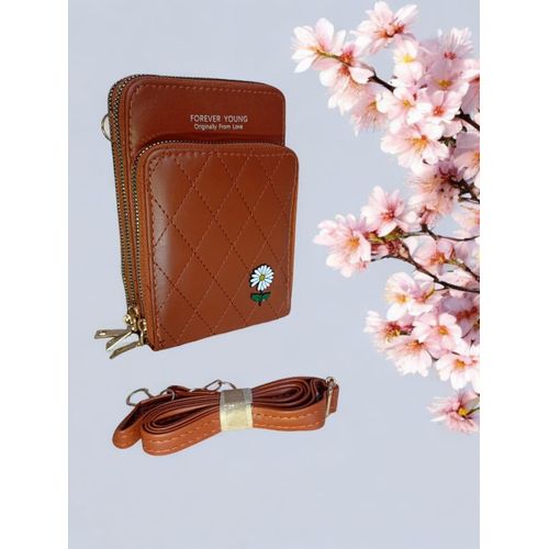 Best Selling Trendy Crossbody Bag3 Zippers Camel