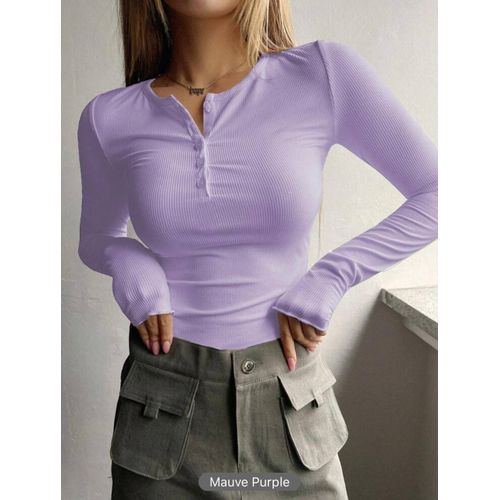Martina Store Women's T-shirt Made Of Ribbed Cotton - Violet.
