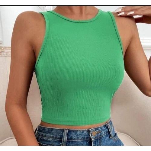 Martina Store Women's T-shirt Made Of Ribbed Cotton - Green