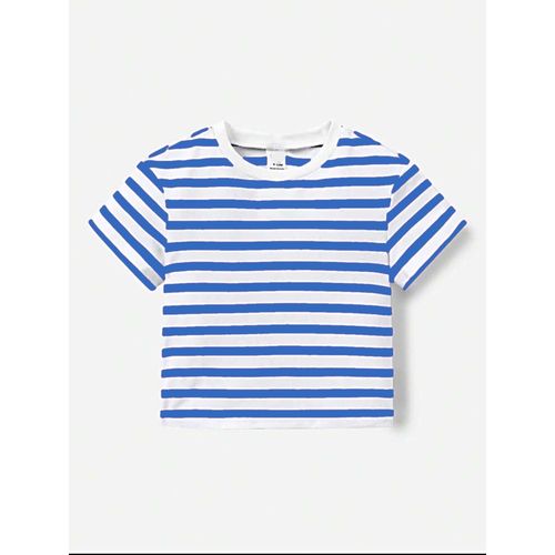 Martina Store Women's T-shirt Made Of Ribbed Cotton - Blue & White