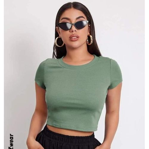 Martina Store Women's T-shirt Made Of Ribbed Cotton - Mint Green