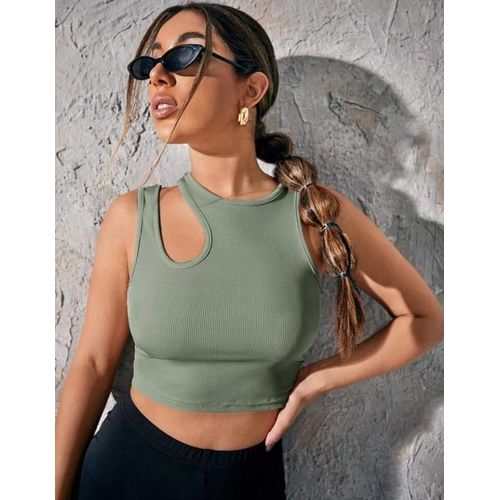 Martina Store Women's T-shirt Made Of Ribbed Cotton - Mint Green