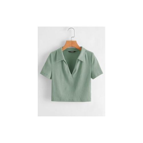 Martina Store Women's T-shirt Made Of Ribbed Cotton - Mint Green