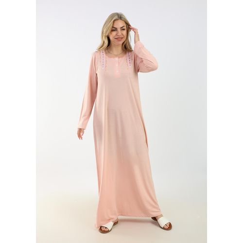 Zecotex "Summer Maxi Abaya / Simon Embroidered Long Dress / Elegant Long Sleeves / Viscose Maxi Dress / Lightweight Fabric For Maximum Comfort / Women's Loungewear"