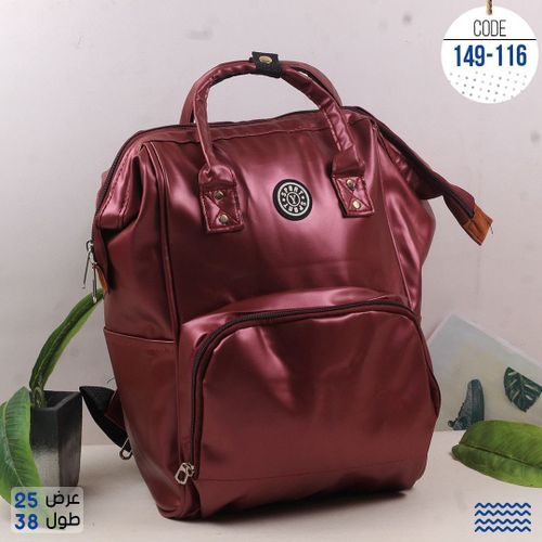 Mami Baby Metallic Waterproof Leather Bag, Burgundy