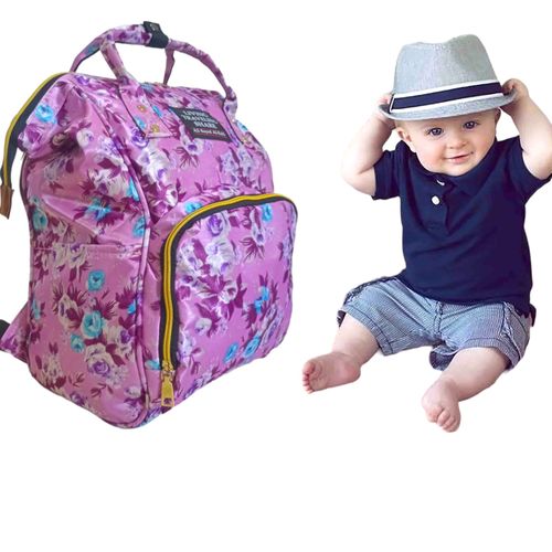 Baby Mami Pink Outing Bag Decorated With Flowers
