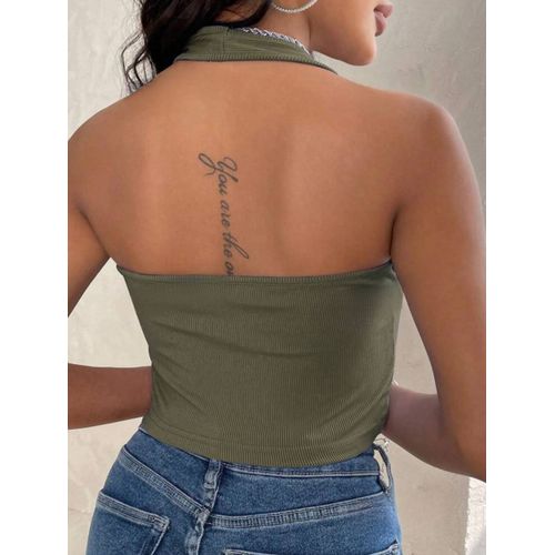 Martina Store Women's T-shirt Made Of Ribbed Cotton - Dark Green