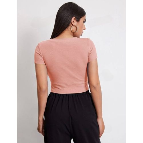 Martina Store Women's T-shirt Made Of Ribbed Cotton - Pink.
