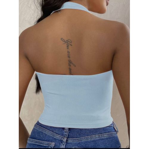 Martina Store Women's T-shirt Made Of Ribbed Cotton - Baby Blue