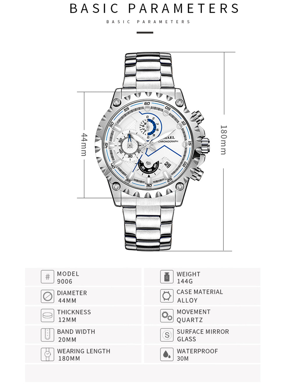 SMAEL WATCH For Men Stainless Steel-S9006-SBP