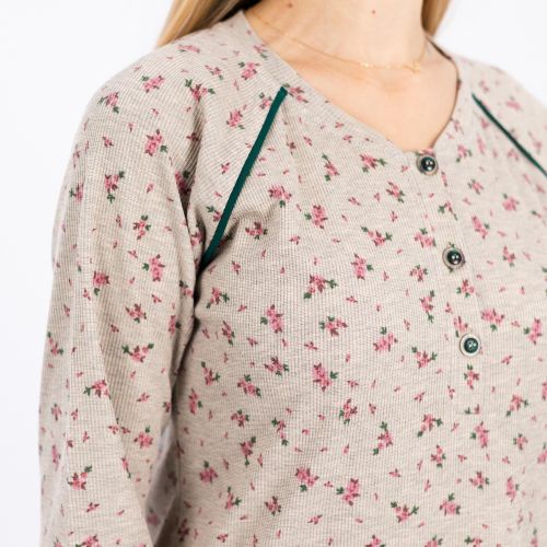 Zecotex "Long Ribbed Nightgown / Floral Printed Design/ Elegant & Comfortable Sleepwear / Soft & Lightweight Fabric"