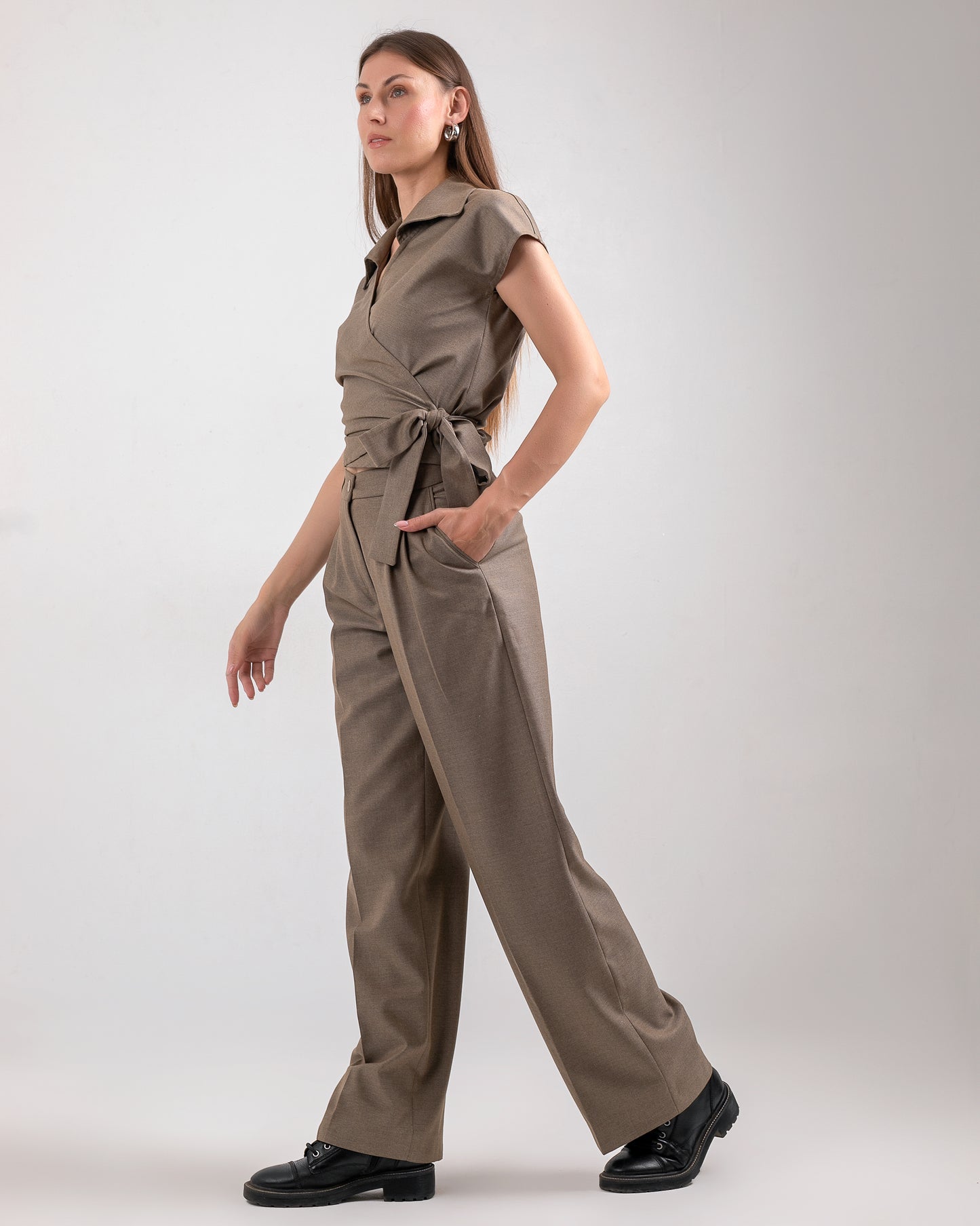 WRAP BROWN BLOUSE