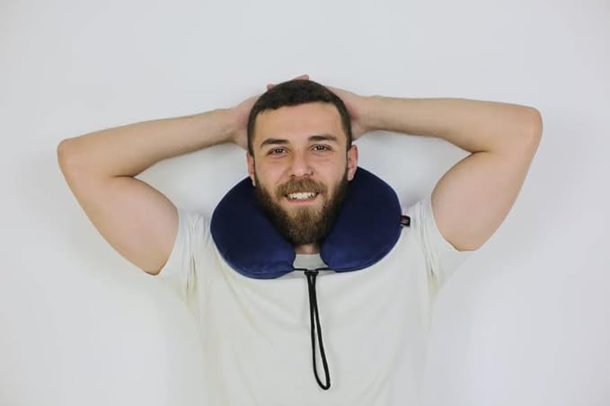 Max Comfort Travel Memory Foam Neck Pillow - Blue