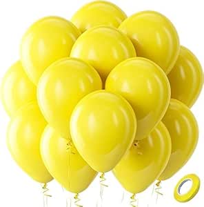 High Quality Blue Latex Balloons, 12 Inch Perfect for Birthday Party, Wedding, Special Event Decoration, Air or Helium Inflatable, Contains 100 Balloons (Yellow)