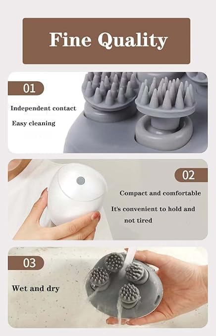 Electric Scalp Massager, Portable Waterproof Scalp Massager For Hair Growth, Stress Relief, Deep Cleaning, Full Body Massage With 4 Heads