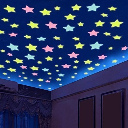 Other Generic 100pcs 3D Star Glow In The Dark Luminous Ceiling Wall Stickers Multi Color