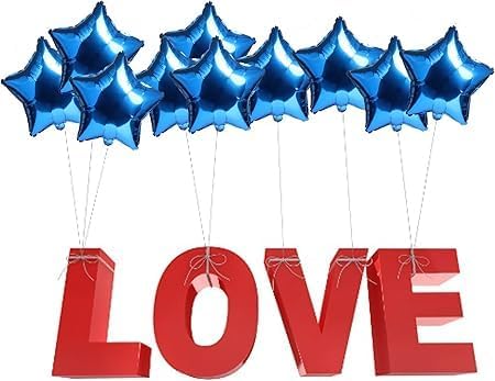 10 Pack 18 Inch Blue Star Foil Balloons - Unique Decoration Balloons for Birthday Party, Wedding, Special Event - Helium or Air Inflatable
