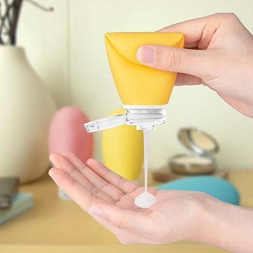 100ml Silicone Travel Bottle for Toiletries, 3 Pack Leak Proof Refillable Travel Containers Squeezable Travel Accessories for Shampoos, Conditioner and Cream, BPA Free and TSA Approved