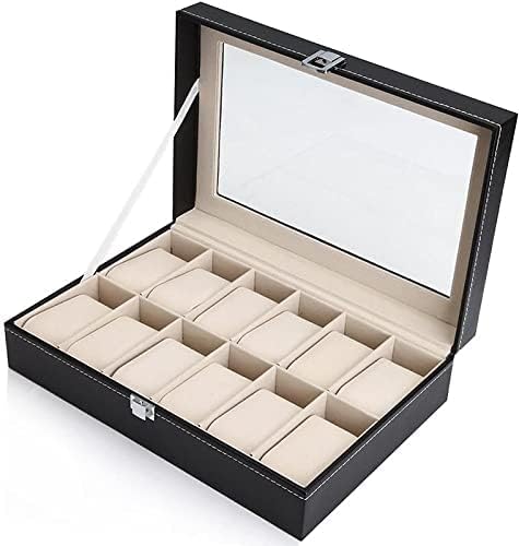 WATCH ORGANIZER-LEATHER-BLACK-12 SLOTS