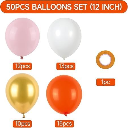 Premium Balloon Bouquet - Mix of Gold, Orange, and Pink Glitter - Perfect Party Decoration for Holidays and Special Occasions