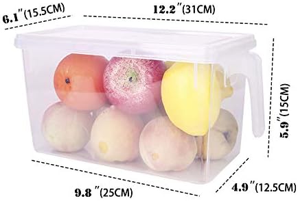 Sooyee Fridge Storage Containers Produce Saver, 4 Pack x 5L Stackable Refrigerator Organizer Keeper with Handle & Lid To Keep Fresh for Produce, Food,Fruits, Vegetables, Meat and Fish,Clear