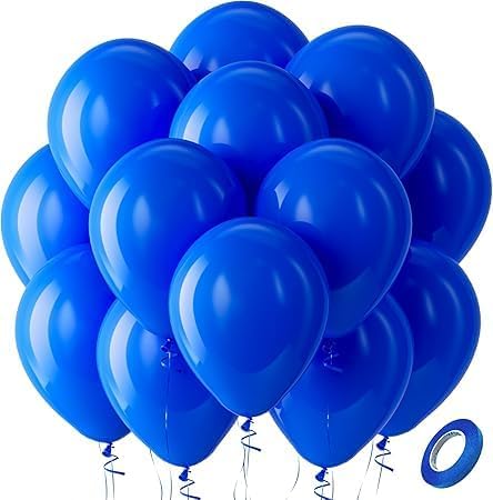 High Quality Blue Latex Balloons, 12 Inch Perfect for Birthday Party, Wedding, Special Event Decoration, Air or Helium Inflatable Balloons Contains 100 Balloons (Blue)