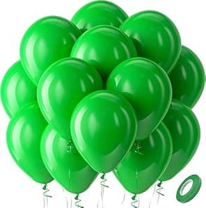 High Quality Blue Latex Balloons, 12 Inch Perfect for Birthday Party, Wedding, Special Event Decoration, Air or Helium Inflatable, Contains 100 Balloons (Green)