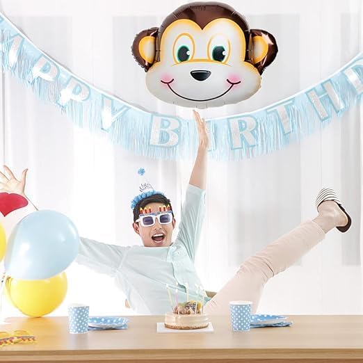 Monkey Balloons Monkey Shaped Foil Mylar Balloon Woodland Animals Balloons for Baby Shower Woodland Animals Theme Birthday Party Supplies Decorations 5PCS