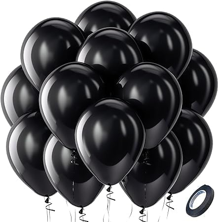 High Quality Blue Latex Balloons, 12 Inch Perfect for Birthday Party, Wedding, Special Event Decoration, Air or Helium Inflatable, Contains 100 Balloons (Black)