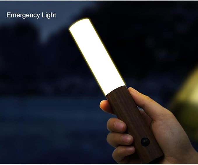 LANDGOO Motion Sensor Night Lights Magnet Body Sensor Hallway, Rechargeable Led Light Portable Stairway, Wooden Wall Sconce Battery Powered Cabinet Lights(Walnut Wood 2PCS)