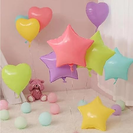 Pack of 10 Pink Star Foil Balloons 18 Inch - Unique Decoration Balloons for Birthday Party, Wedding, Special Event - Helium or Air Inflatable