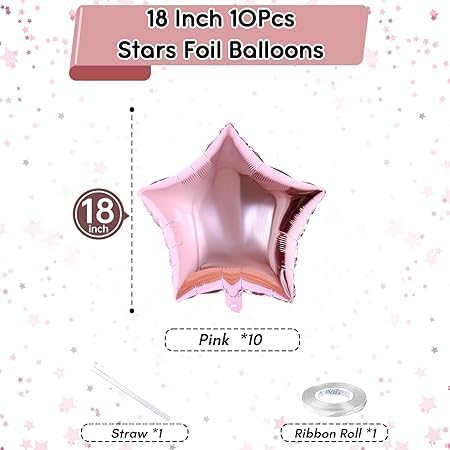 Pink Star Balloons 12 Pcs Easy to Inflate and Very Practical to Change the Atmosphere of Any Occasion Perfect for Weddings Birthday Party Premium Quality Modern Party Balloons