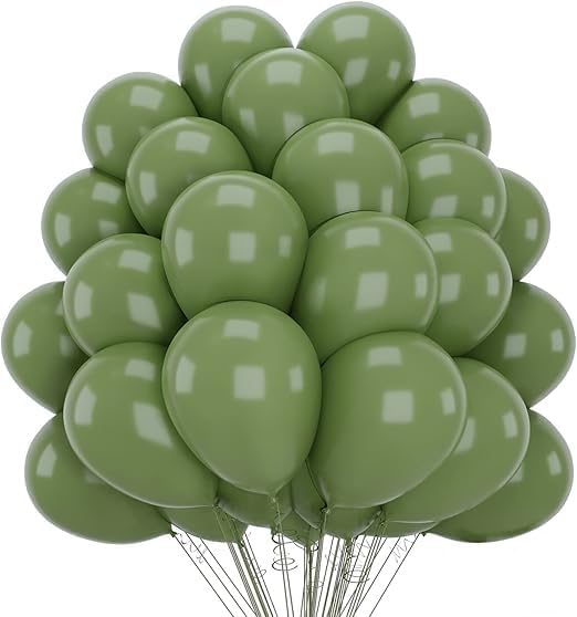 12 Inch Olive Green Balloons - Pack of 70 Perfect for Wedding Decorations, Jungle Theme Kids Party, Birthday, and Other Festive Events These Balloons Add a Touch