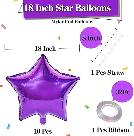 Pack of 10 18 Inch Mauve Star Foil Balloons - Unique Decoration Balloons for Birthday Party, Wedding, Special Event - Helium or Air Inflated