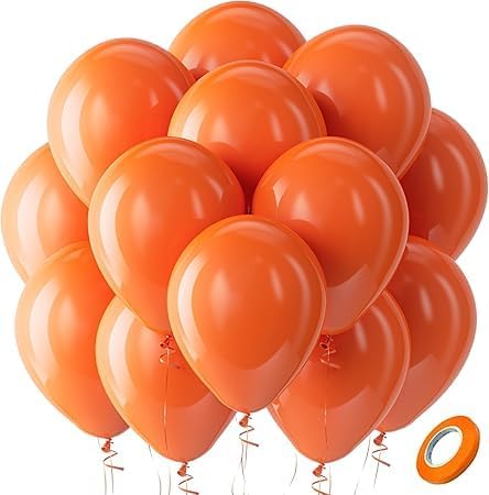High Quality Latex Balloons 12 Inch Perfect for Birthday Party Decoration, Wedding and Special Events Inflatable with Air or Helium Contains 100 Balloons (Orange)