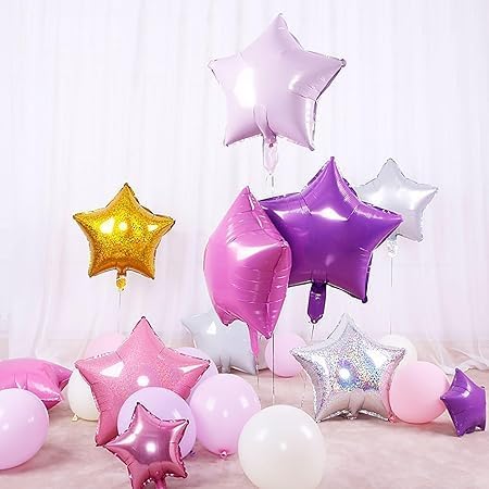 Pack of 10 18 Inch Mauve Star Foil Balloons - Unique Decoration Balloons for Birthday Party, Wedding, Special Event - Helium or Air Inflated