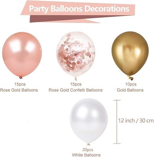 Rose Gold Foil Latex Balloons 60pcs 12 Inch White Gold Foil Balloons Rose Gold Foil Balloons for Decoration Use Perfect for Party Decoration