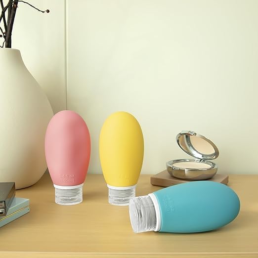100ml Silicone Travel Bottle for Toiletries, 3 Pack Leak Proof Refillable Travel Containers Squeezable Travel Accessories for Shampoos, Conditioner and Cream, BPA Free and TSA Approved