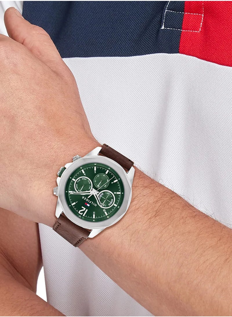 TOMMY HILFIGER Tommy Hilfiger Men's | Green Dial | Brown Leather Strap | 1792064