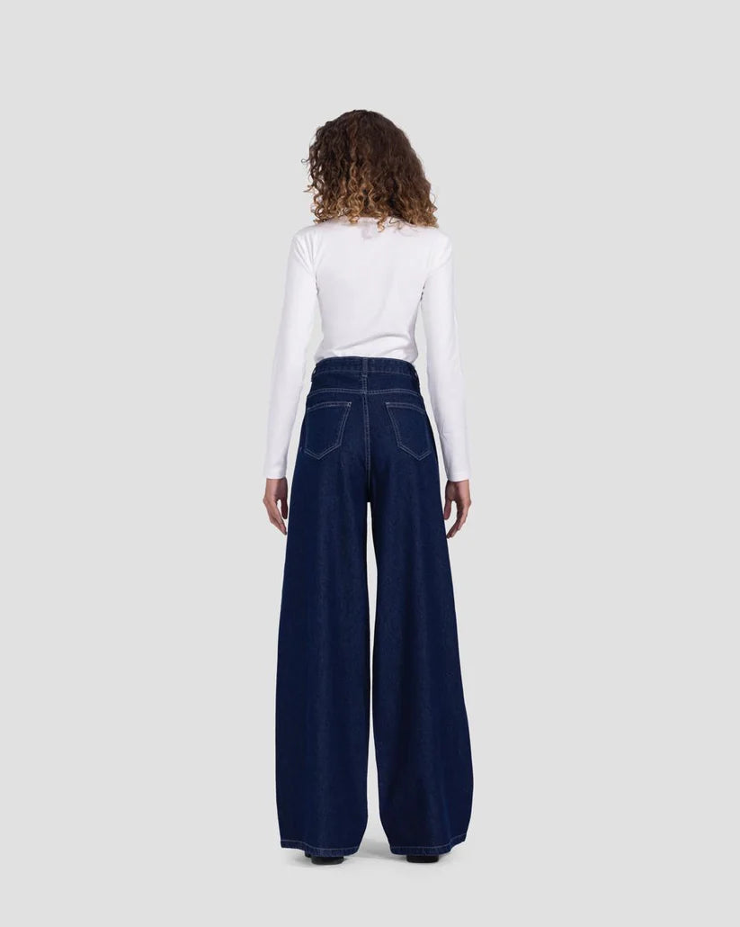 Basic wideleg pants in raw blue